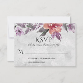 Eleganter Lavendel Lila Peach Floral Wasserfarbe RSVP Karte