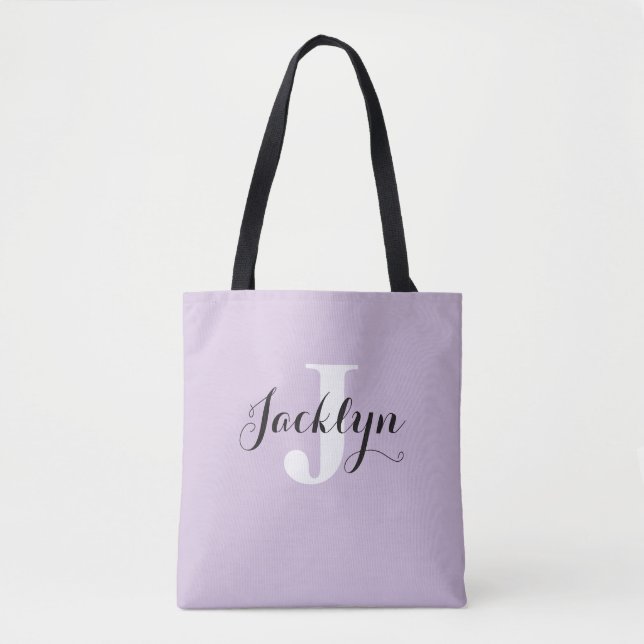 Eleganter Lavendel-Name  Tasche (Vorderseite)