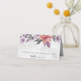 Eleganter Lavendel Peach Floral Wasserfarbe Platzkarte