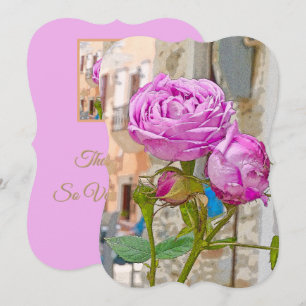 Eleganter Lavendel-rosa Rosen/altmodischer Look Dankeskarte