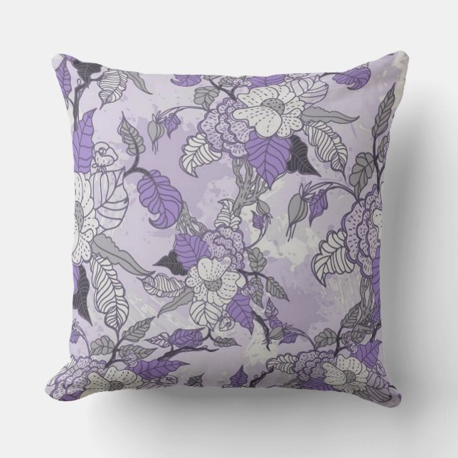Eleganter Lavendel & weißes Blumenkissen Kissen (Vorderseite)