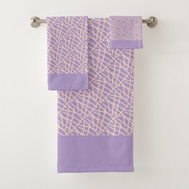 Eleganter Lavender Abstrakt Badhandtuch Set (Insitu)