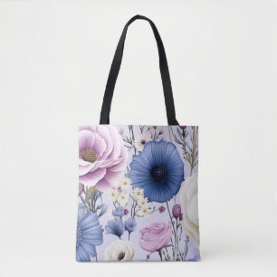 Eleganter Lavender Blauer Blumengarten Blumen Tasche