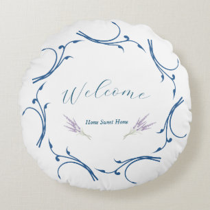 Eleganter Lavender & Dusty Blue Circle Style Willk Rundes Kissen