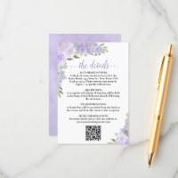 Eleganter Lavender Floral Wedding Details QR Code