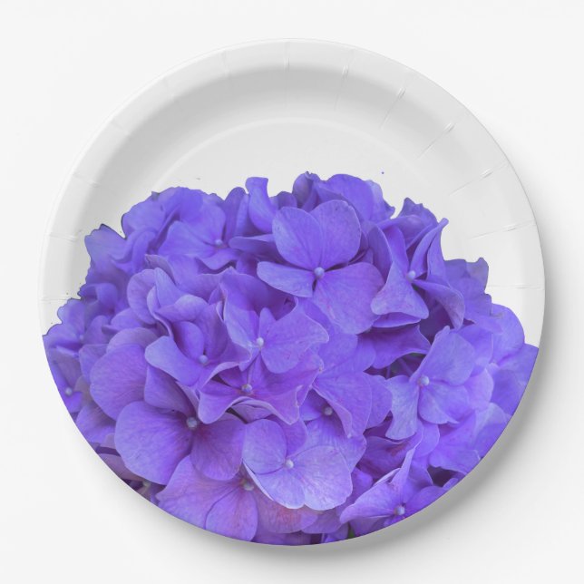 Eleganter Lavender lila Hydrangeas violette Blumen Pappteller (Vorderseite)