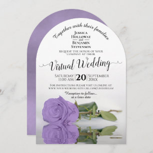 Eleganter Lavender Lila Rose Virtual Wedding Einladung