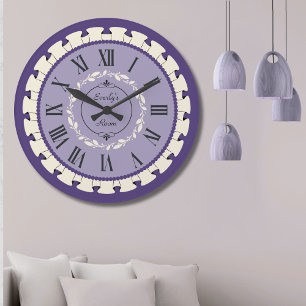 Eleganter Lavender Lila Vintage Wall Clock Große Wanduhr