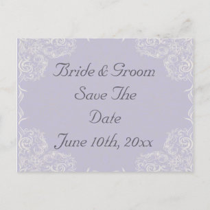 Eleganter Lavender mit White Wirbel Wedding Ankündigungspostkarte