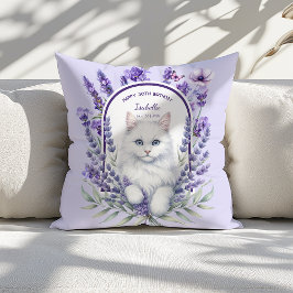 Eleganter Lavender und Katze zum Geburtstag Kissen