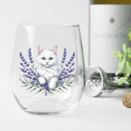 Eleganter Lavender und Katze zum Geburtstag Weinglas Ohne Stiel