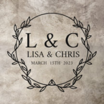 Eleganter Leaf Circle Name und Date Wedding Floor
