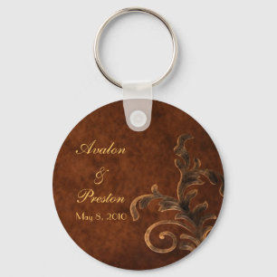 Eleganter Leather Scroll Leaf Gastgeschenk Hochzei Schlüsselanhänger