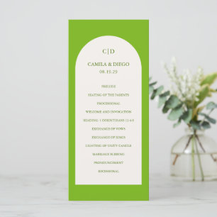 Eleganter lebendiger grüner Bogen Moderne Hochzeit Programm