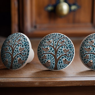 Eleganter Lebensbaum Art Nouveau sitzende Vögel Keramikknauf