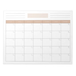 Eleganter leerer monatlicher Kalenderplaner Notepa Notizblock