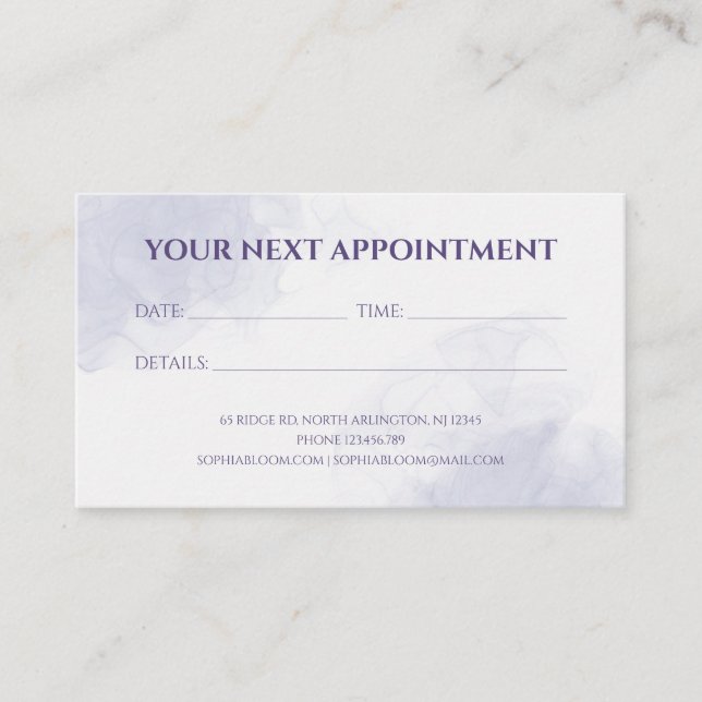 Eleganter, leichter, Lila Wasserfarben Terminkarte (Vorderseite)