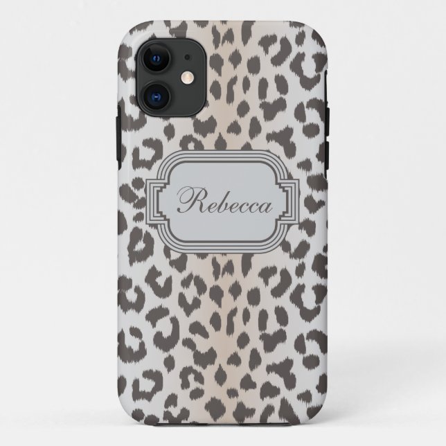 Eleganter Leoparddruck mit Monogramm Case-Mate iPhone Hülle (Rückseite)