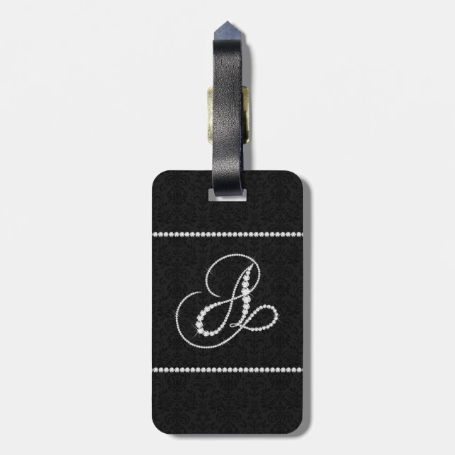 Eleganter Letter A Sparkling Diamonds Monogram Gepäckanhänger (Rückseite vertikal)