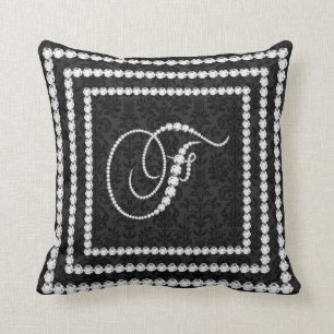 Eleganter Letter F Sparkling Diamonds - Monogram Kissen