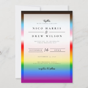 Eleganter LGBTQ+-Fortschrittsstolz auf Hochzeit Einladung