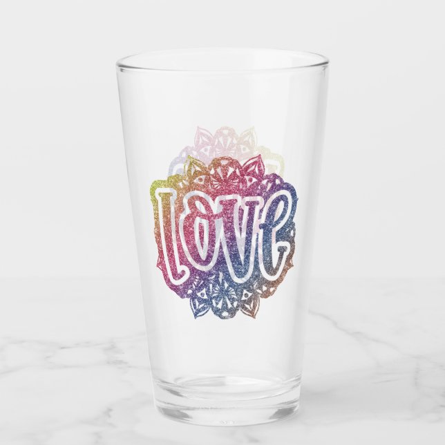 Eleganter Liebe Zitat Glitzer Gold Rosa Blaues Spa Glas (Vorderseite)