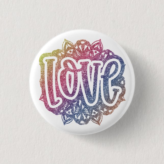 Eleganter Liebe Zitat Glitzer Sparkle Romance Button (Vorderseite)