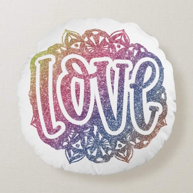 Eleganter Liebe Zitat Glitzer Sparkle Romance Rundes Kissen (Vorderseite)