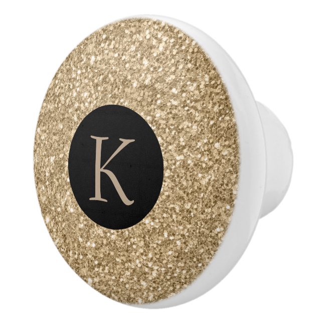 Eleganter Light Gold Glitzer Print Keramikknauf (Rechts)