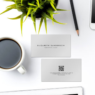 Eleganter Light Gray Luxury Minimal QR CODE Visitenkarte