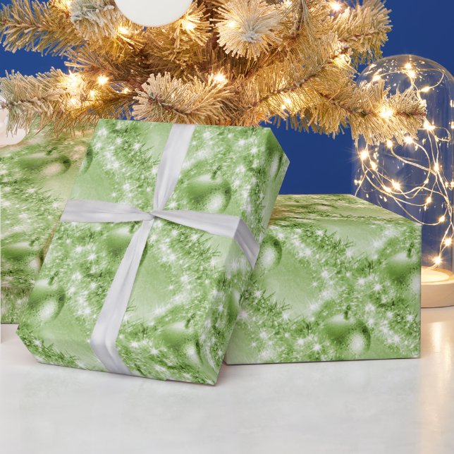 Eleganter Light Green Christmas Ball Geschenkpapier (Feiertage)