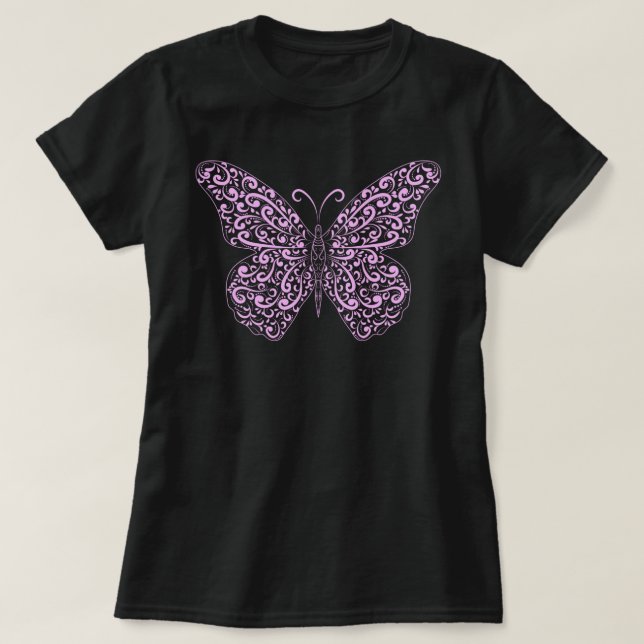Eleganter Light Pink Blüh Butterfly T - Shirt (Design vorne)