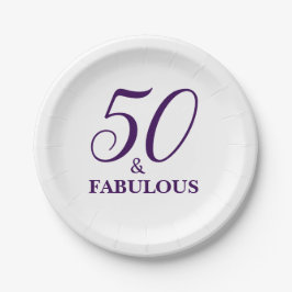 Eleganter lila 50. Geburtstags-Party-Papier-Teller Pappteller