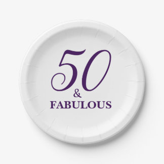 Eleganter lila 50. Geburtstags-Party-Papier-Teller Pappteller