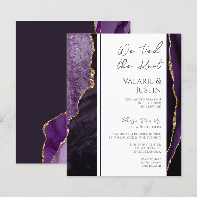 Eleganter Lila Agate Elopement Empfang (Vorne/Hinten)