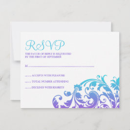 Eleganter Lila Aquamariner Blüh Bat Mitzvah UAWG RSVP Karte