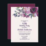 Eleganter Lila Aquarellblumen 40. Geburtstag Einladung<br><div class="desc">Schöne botanische Lilie und lila Aquarellfarben florale 40. Geburtstag Party Einladung.</div>