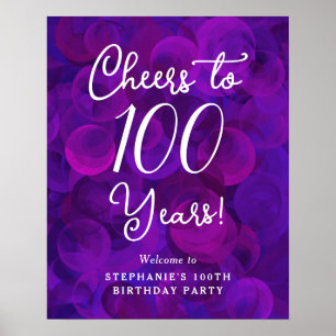 Eleganter Lila Beifall bis 100 Jahre 100. Geburtst Poster