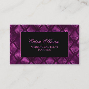 Eleganter Lila Black Art Deco Hochzeitsplaner Visitenkarte
