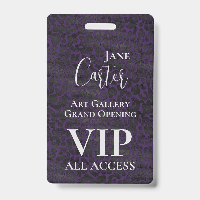 Eleganter Lila Black Leopard VIP All Access Pass Ausweis (Front)