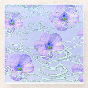 Eleganter Lila Blumenkoffer - Botanische Kunst D Glasuntersetzer