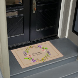 Eleganter Lila Blumenstrauß Personalisierter Empfa Fußmatte
