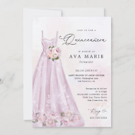 Eleganter Lila Blumenstrauß Quinceñera Geburtstag Einladung