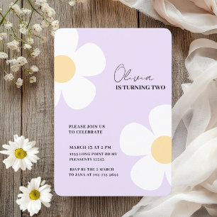 Eleganter Lila Daisy Spring Geburtstag Einladung