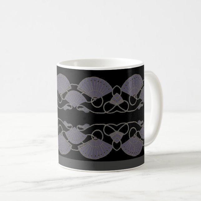 Eleganter lila Fächer Kaffeetasse (VorderseiteRechts)