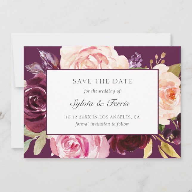 Eleganter Lila Fall Save The Date (Vorderseite)