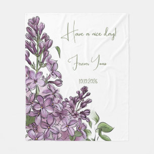 Eleganter lila Flieder Botanical Floral kuschelige Fleecedecke