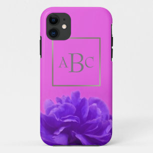 Eleganter Lila, floraler, individueller Silber iPhone 11 Hülle