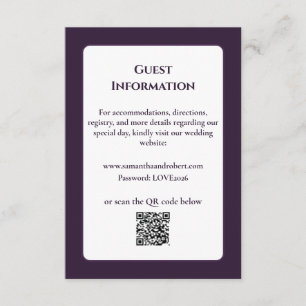 Eleganter lila floraler QR-Code in Linienstil für  Begleitkarte