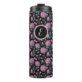 Eleganter Lila floraler Thermaltumbler mit anfängl Thermosbecher